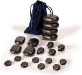 Hot Stone Massage Stenen - natuurlijke basaltstenen - 20 stuks - warmtehoudend - incl. opbergzak - Gift set cadeau