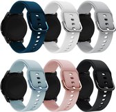 YONO Siliconen Smartwatch Bandjes 20mm - Horlogebandje geschikt voor Samsung Galaxy Watch 6 / 5 / Pro / 4 / 3 / Active 2 - Polar Ignite / Unite – Huawei - 6 Pack