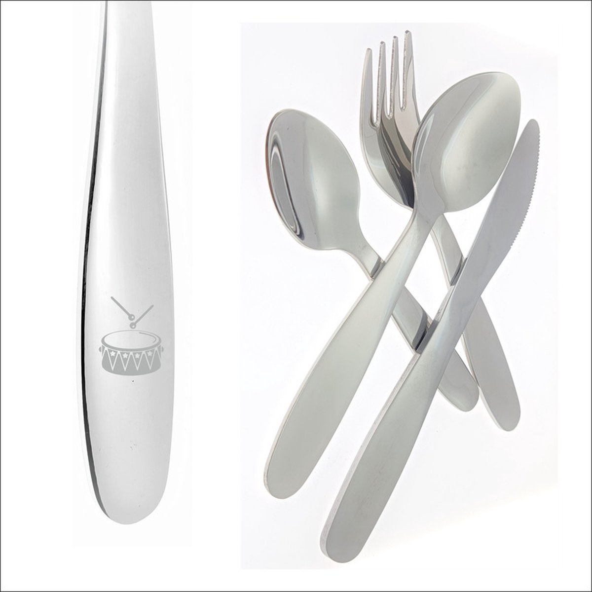 Goedkoopste Kinderbestek Met Gravering - Trommel