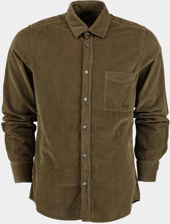 BOSS - Overhemd Corduroy Donkergroen - Heren - Maat M - Regular-fit