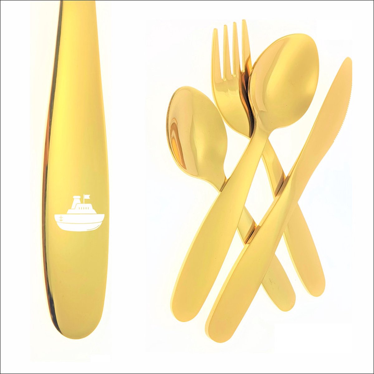 Goedkoopste Kinderbestek Met Gravering - Boot