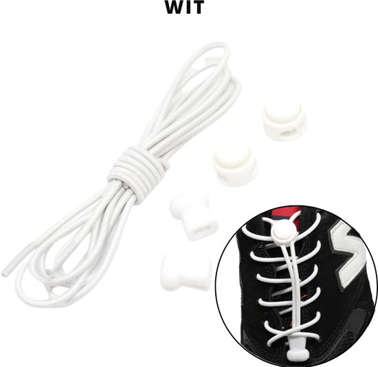 Best Veters Schoenveters Lock laces Elastische schoenveters Lock laces wit
