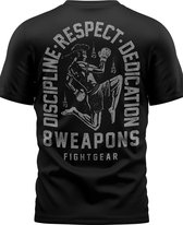 8 WEAPONS T-Shirt Muay Thai Tombstone Zwart Grijs taille S