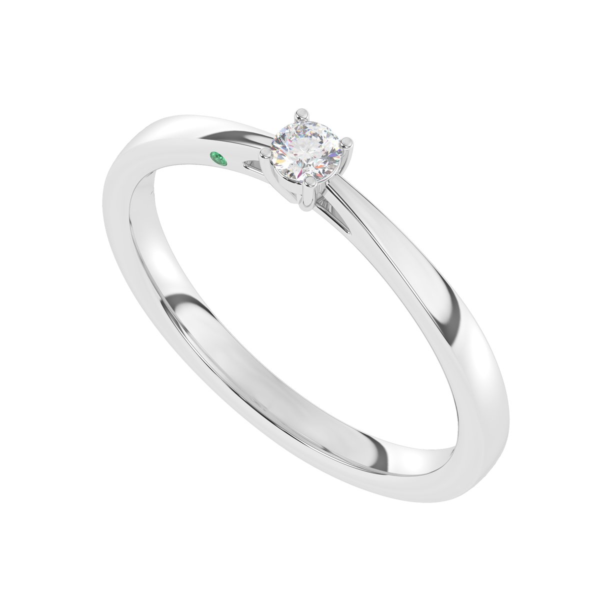 Diamo Diamonds 9-DD002-WG-10-58 Gouden Ring met Diamant - Dames - Lab Grown Diamonds - 0,10ct - Recycled Goud - 14 Karaat - Maat 58 - Solitair - Witgoud