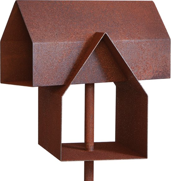 Frederik Roijé size matters vogelvoederhuisje op paal cortenstaal - Vogelvoederstation - Bird Feeder