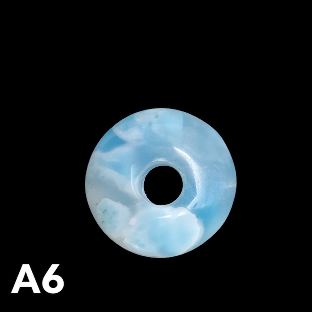 Larimar donut hanger AAA++ kwaliteit plus ketting, gewicht: 11.3 gram, doorsnede: 28.4 mm - 100% larimar!