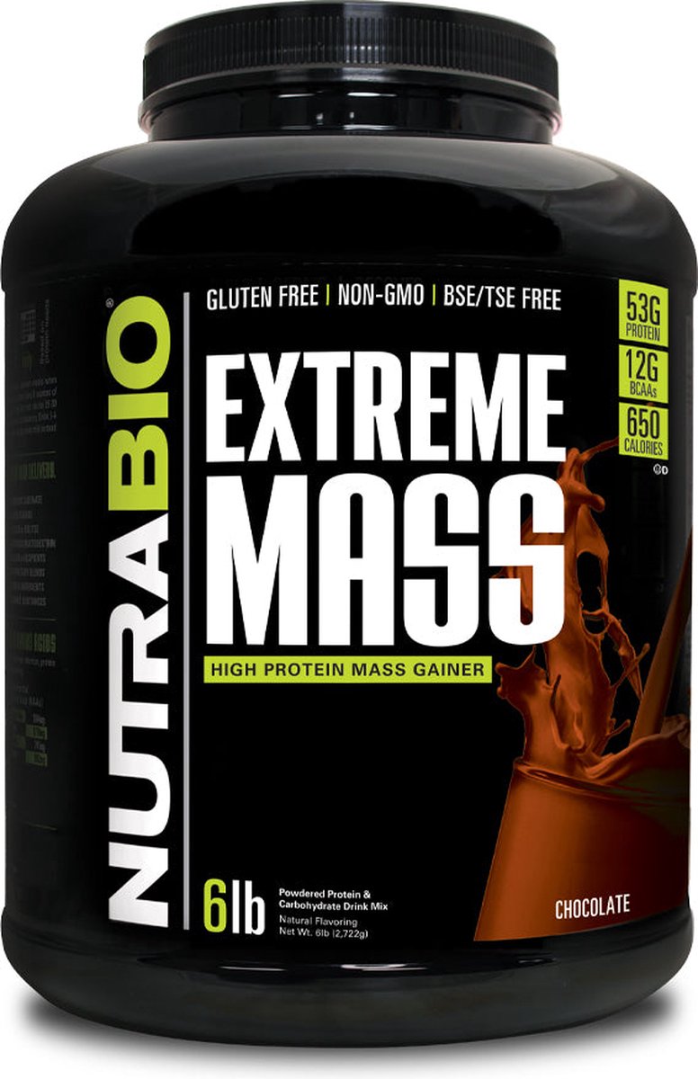 NutraBio Extreme Mass Eiwitpoeder - Chocolate - 2700 gr