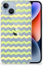 Siliconen Back Cover Geschikt voor iPhone 14 GSM Hoesje Waves Yellow