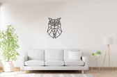 Hibou géométrique - Porcinet - Décoration murale - Découpe au laser - Zwart - Animaux et formes géométriques - Animaux en bois - Décoration murale - Line au trait - Art mural