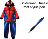 Spiderman Marvel Onesie met kap - Jumpsuit - Pyjama met Stylus Pen. Maat 104 cm / 4 jaar.