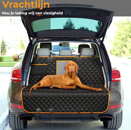 Nince Couverture pour chien pour voiture – Extra épaisse – 137 x 147 cm – Noire – Ceinture de sécurité incluse