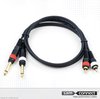 2x RCA - 2x 6.35mm kabel m/m, Zwart