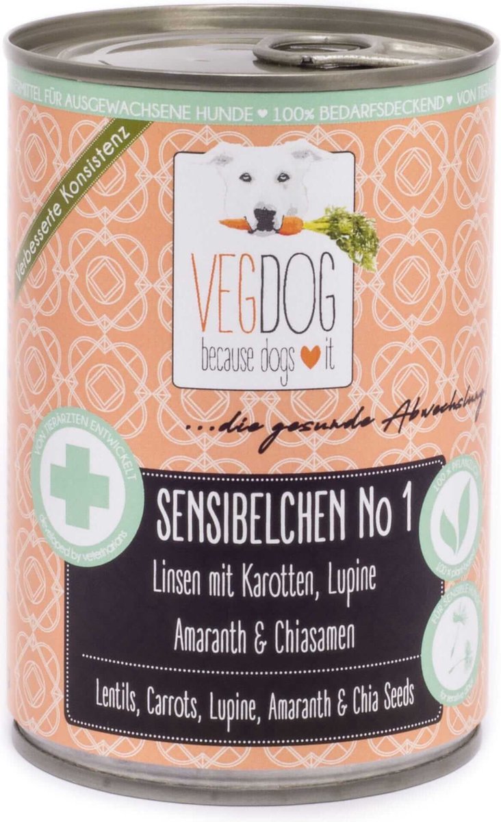 VegDog Sensitive - Natvoer - 400gr - Veganistisch hondenvoer - Hypoallergeen