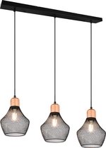 LED Hanglamp - Hangverlichting - Trion Jenna - E27 Fitting - 3-lichts - Rechthoek - Mat Zwart - Aluminium