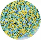 1000 kralen - blauw gele mix - Rocailles - 2 mm - IXEN