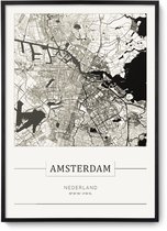 Stadskaart Amsterdam - Plattegrond Amsterdam - city map – muurdecoratie 30 x 40 cm in lijst
