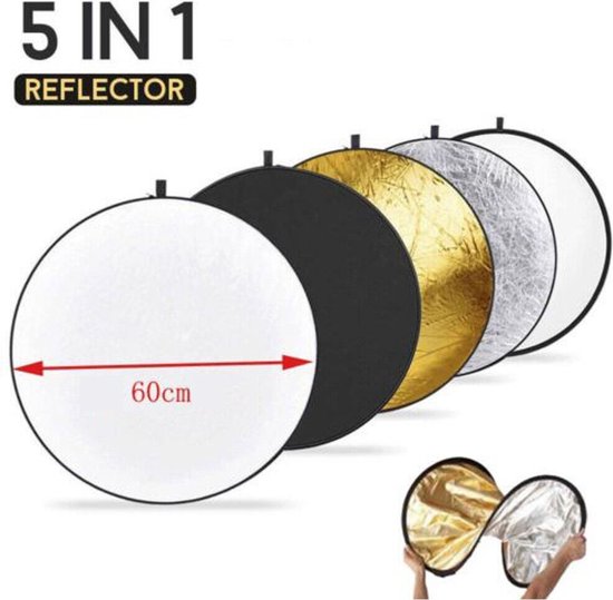 Lens-Aid 3-in-1 vouwbare reflector voor het fotostudio: Cardboard voor ophelderen, contrast creëren en belichten in wit, zwart, zilver (A3
