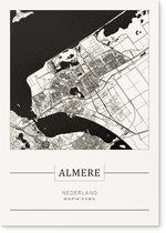 Stadskaart Almere - Plattegrond Almere – city map – Forex muurdecoratie 30 x 40 cm