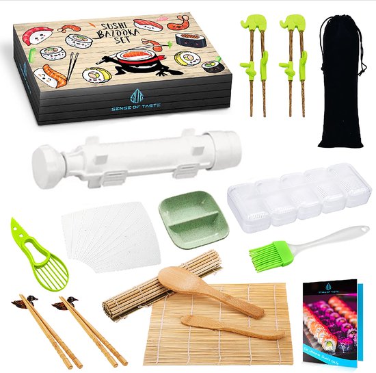 Sushi Bazooka Set incl. Rolmat + 2 Paar Chopsticks + Rijstlepel + Sausbakje - Sushi Maker