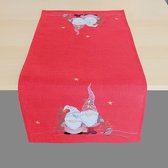 Tafelloper - Kerst - Linnenlook - Rood met Wichtels - 35 x 70 cm