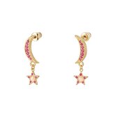 To the moon and back - Sparkle Collection - Oorbellen - Moon Stars Pink