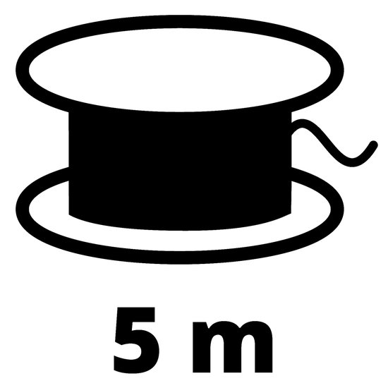 Zwart-wit icoon: draadspoel met 5 meter draad.