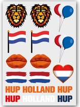 GlittersXL - Temporary Tattoo Nederland / Holland Oranje #3 (A5 formaat) [Neptattoo Tijdelijke tatoeage smink schmink Nep Fake Tattoos - Water overdraagbare festival sticker glitter - Volwassenen Kinderen Jongen Meisje | WK, World Cup, Voetbal]