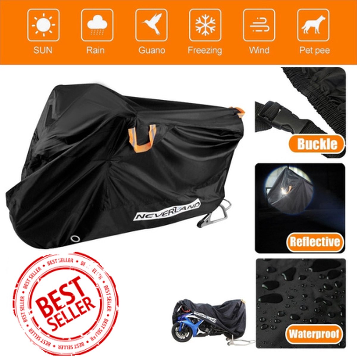 Housse De Protection Vélo Imperméable – Résistante Aux Intempéries – Taille Universelle 160x70 Cm – Noir