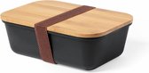 Boîte à lunch en bambou de Luxe OneTrippel - Boîte à pain - Boîte à pain - Zwart - 1 litre