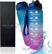 WaterBuddy waterfles - Waterfles met tijdmarkering - Motivatie waterfles - liter drinkfles - luxe drinkfles met rietje