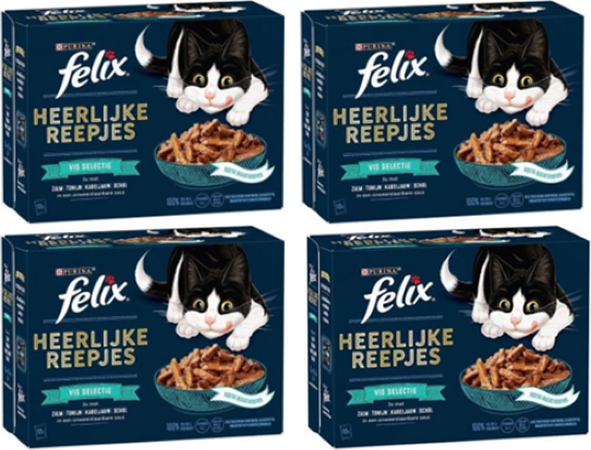 Felix Felix - Heerlijke Reepjes Vis Selectie in Saus - Kattenvoer - 12x80g