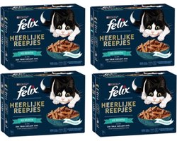 4x Felix - Heerlijke Reepjes Vis Selectie in Saus - Kattenvoer - 12x80g
