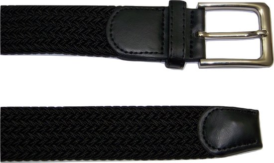 Duopack Zwart Bleu Foncé XXL - Riem Élastique Comfort - taille 130 - Tressé - 100% Élastique - Boucle Sans Nickel