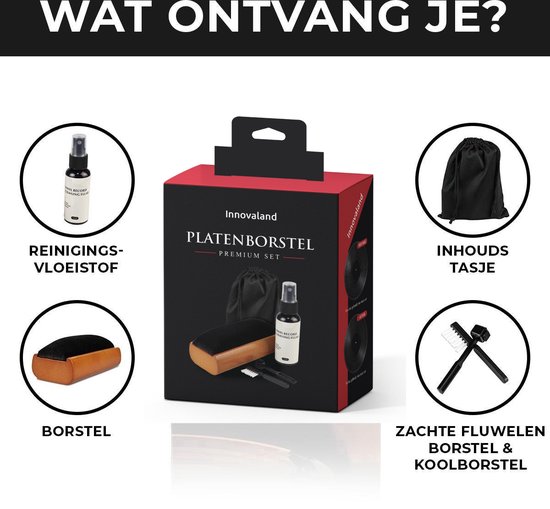 Platenborstel Premium Set - Antistatisch - Platenreiniger - LP Borstel - Vinyl Borstel - Vinyl Reiniger - LP schoonmaakset - LP Reinigingsset - LP Reiniger - Vinyl Cleaning Kit - Platen Schoonmaakset - Naaldborstel Platenspeler