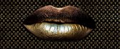 160 x 80 cm - Glasschilderij - Gouden lippen - Louis Vuitton - foto print op glas