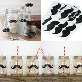 Pak met 12 herbruikbare stickers Moustache met een krijtbord effect en 2 krijtjes - snor - moustache - sticker - krijtbord