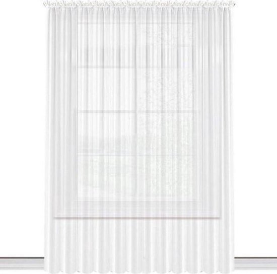 Glow Thuis - Vitrage Wit 400x265 cm – Kant-en-Klaar Voile Gordijn met Haken