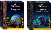 HS-aqua - Torogran + HS-aqua - Carbon Superactive - Aquarium Filtermateriaal - 2x 1 Liter - combideal