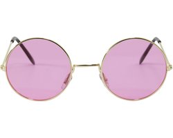Folat Feestbril Hippie Rond Roze/goud One-size
