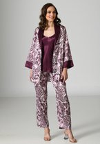 Vienetta - 3 Delige Dames Pyjama Set, Lange Mouwen - S