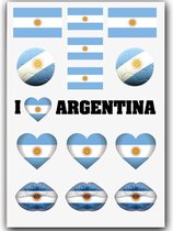 GlittersXL - Temporary Tattoo Argentinië / Argentina (A5 formaat) [Neptattoo - Tijdelijke tatoeage smink schmink versiering - Nep Fake Tattoos Water overdraagbare festival sticker Glitter Volwassenen Kinderen Jongen Meisje WK, World Cup, Voetbal
