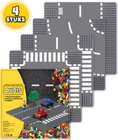 Set complet de plaques de route adaptées pour LEGO - 4 pièces - Plaques de construction de route - Plaques de construction de construction de rue - Plaque de route - Pour les Bouwstenen Classic