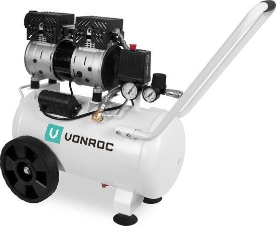 Compresseur silencieux VONROC - Sans huile - 750W - 1HP - 128 l