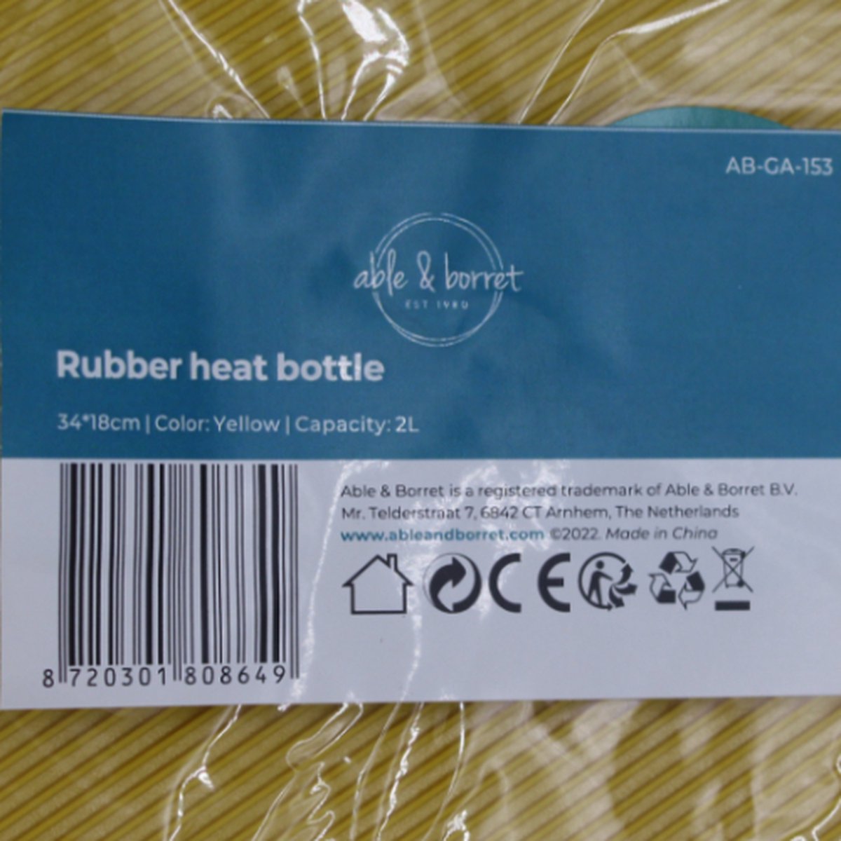 Warmtekruik | Kruik | Warmwaterkruik | Rubber | 2 liter | Geel | Able & Borret – foto 3