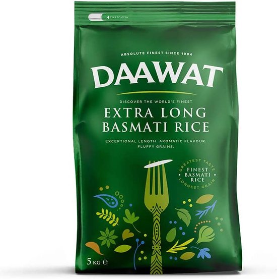 Foto: Daawat extra lange premium basmati rijst 5kg