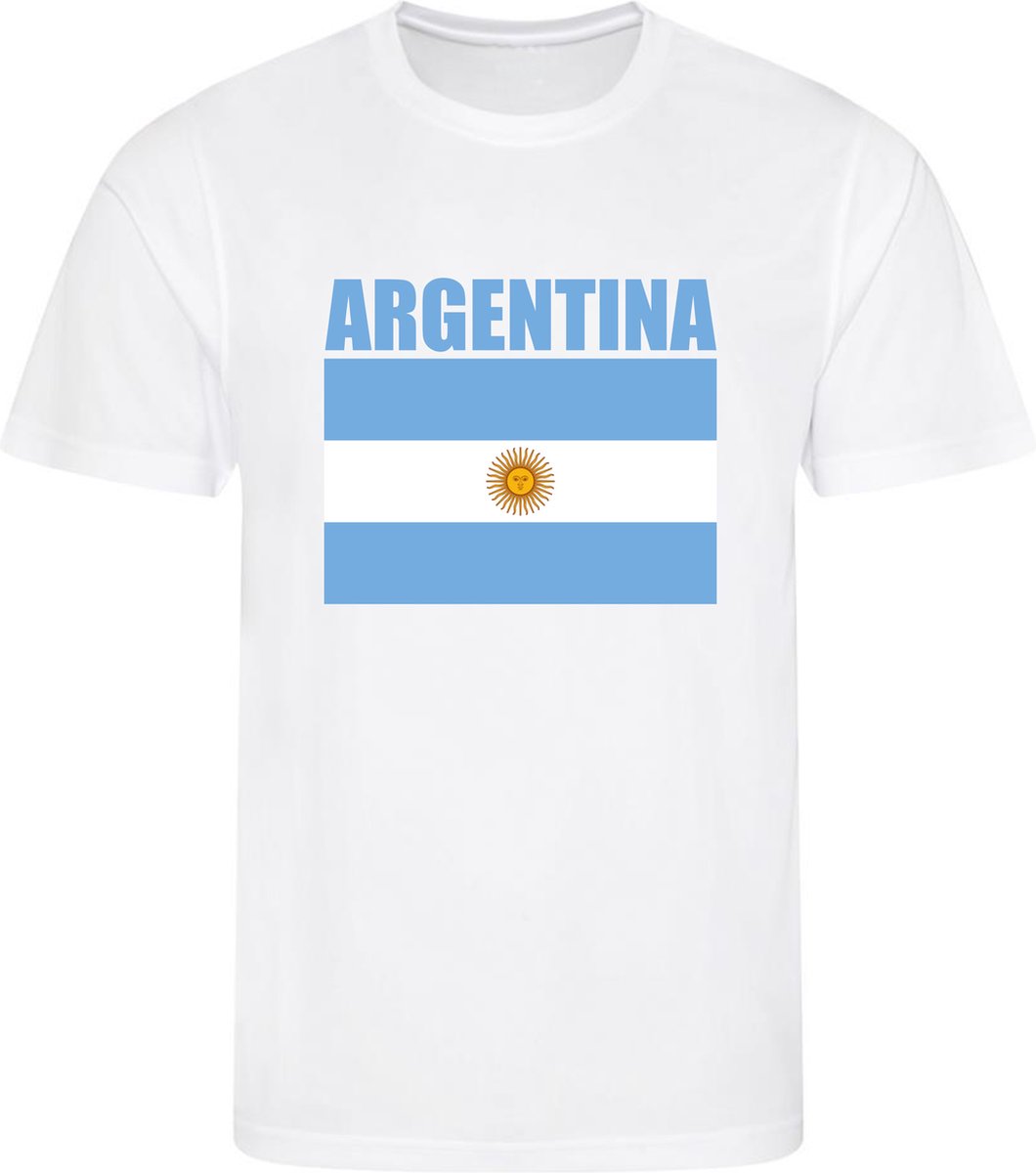 WK - Argentinie - Argentina - T-shirt Wit - Voetbalshirt - Maat: XXL - Wereldkampioenschap voetbal 2022