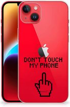Leuk TPU Back Case iPhone 14 Plus Hoesje Finger Don't Touch My Phone