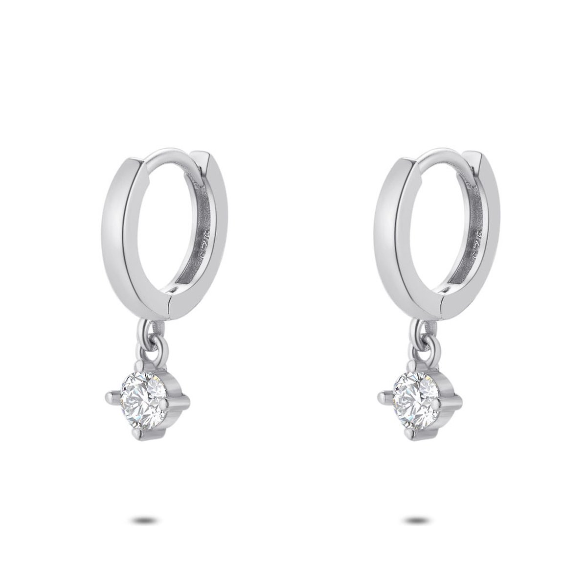 Twice As Nice Oorbellen in zilver, oorring, 1 zirkonia, 4 mm