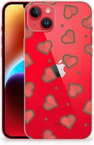 Silicone Hoesje iPhone 14 Plus Transparant Hoesje Super als Sinterklaas Cadeautje Hearts
