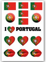 GlittersXL - Temporary Tattoo Portugal (A5 formaat) [Neptattoo - Tijdelijke tatoeage smink schmink versiering  Nep Fake Tattoos - Water overdraagbare festival sticker henna outfit glitter - Volwassenen Kinderen Jongen Meisje | WK, World Cup, Voetbal]